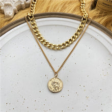 Trendy Gold Carved Portrait Coin Pendant